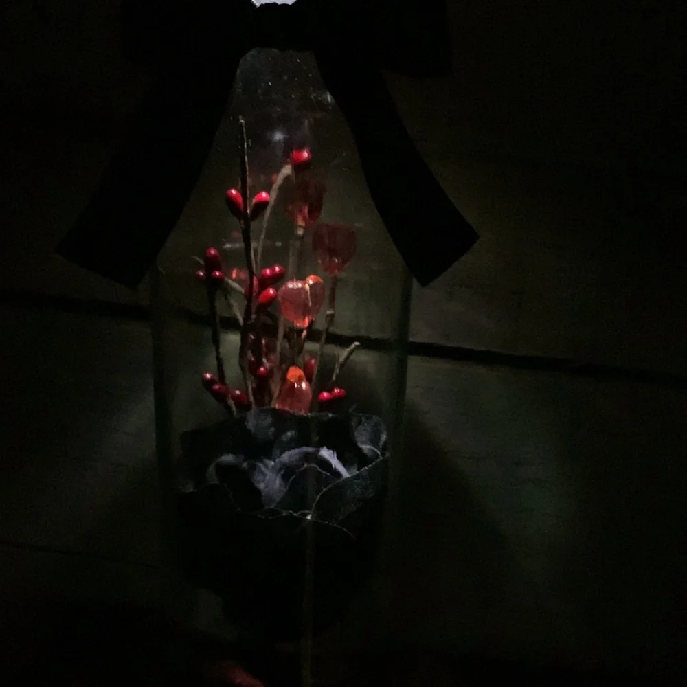 Hand crafted- Black Rose Wine Bottle Lantern